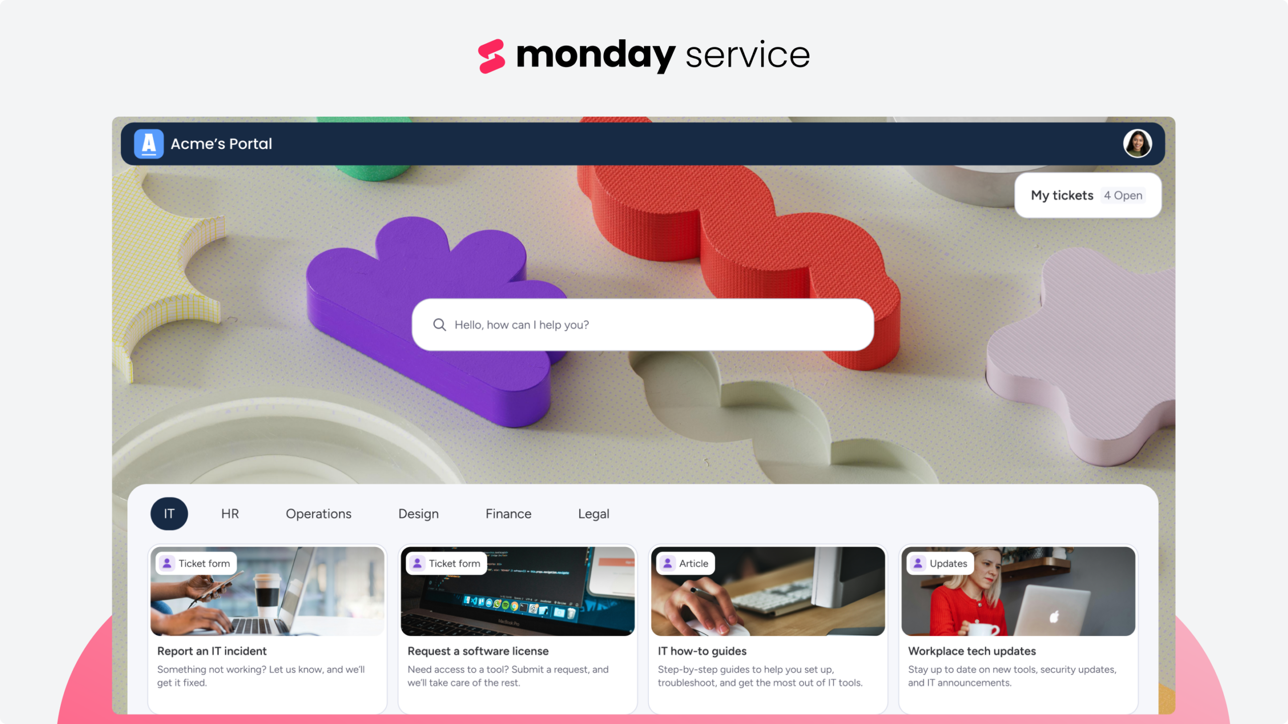 monday service Customer-Portal Home